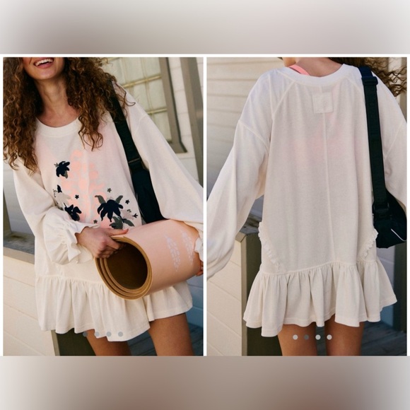 NWT Free People FP Movement Spring Forward Tunic - pastel peach combo - small - Picture 1 of 9